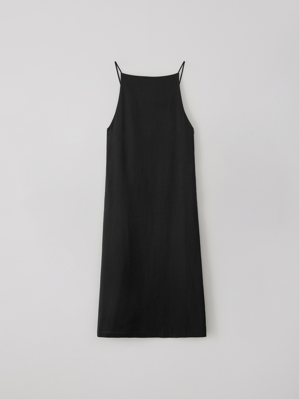 Linen strap dress (black)